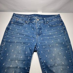 Talbots Flawless Slim Ankle Nautical Anchor Print 6P 26” L 9” Rise